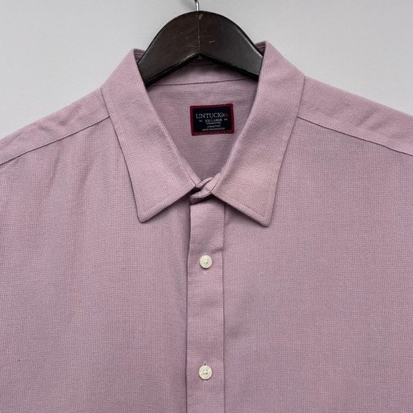 UNTUCKit Men's Button Front Flannel Shirt Mauve Pink Wrinkle Free Cotton XXL guc - Picture 2 of 10